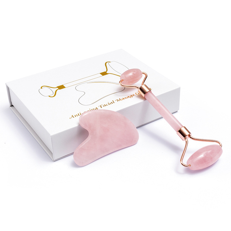 Gua Sha Tool Rose Quartz - Rullo di giada al quarzo rosa