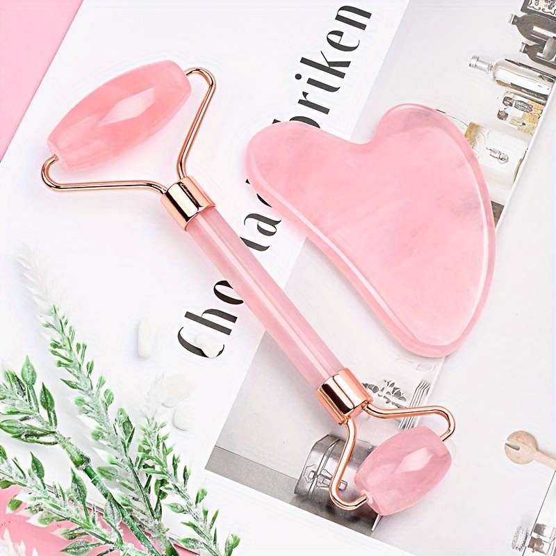 Gua Sha Tool Rose Quartz - Nuovo 2PCS Gua Sha Pietra per